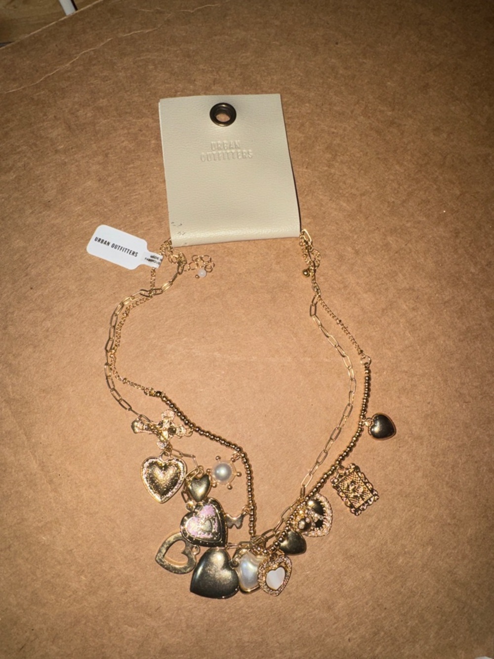 Urban Outfitters Gold Heart Charm Layered Necklace